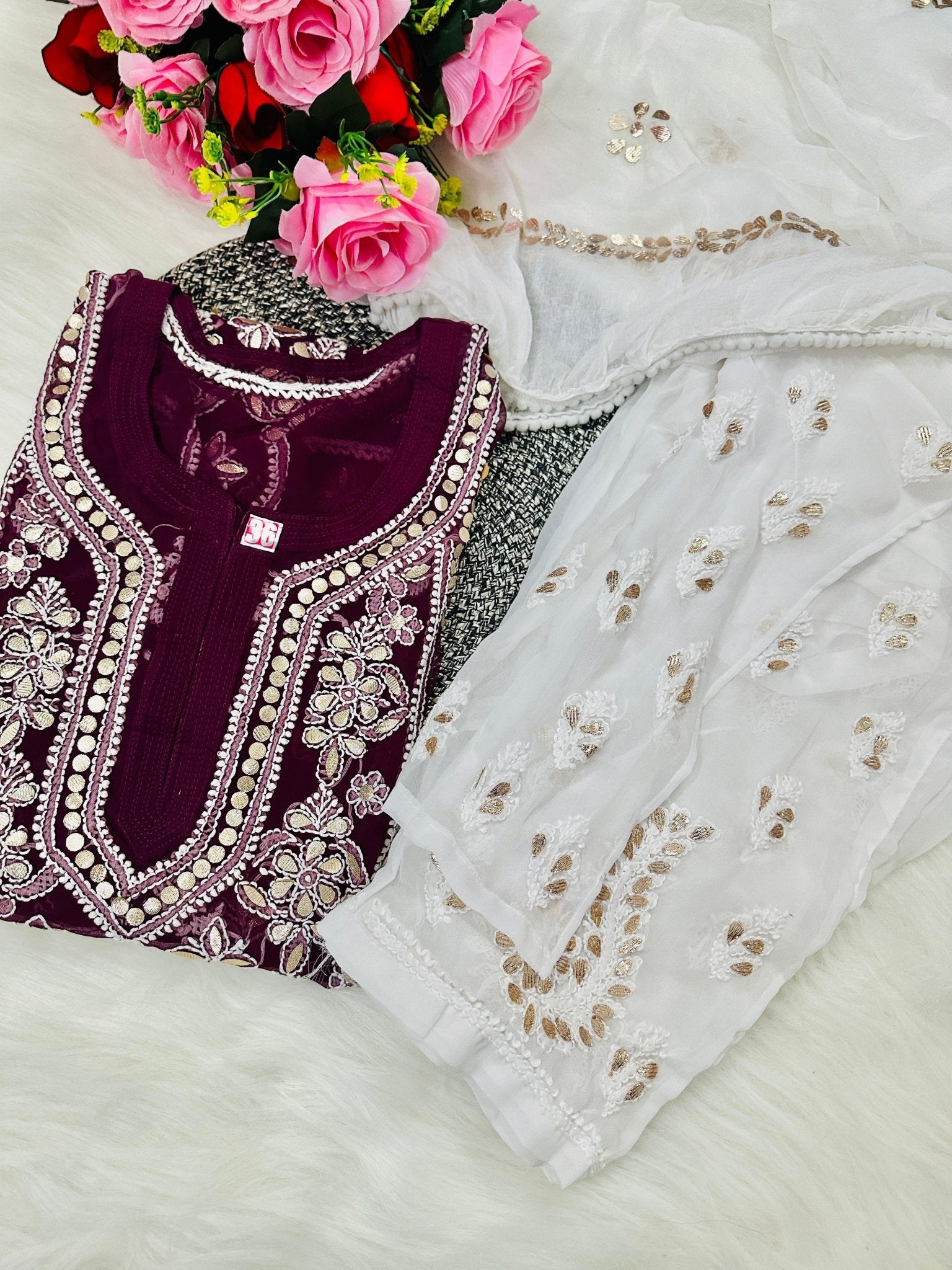 Gotapatti 3pc Set Heavy panel Edition ( With inner ) - chikankariofficial