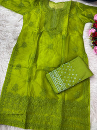 HALDI /MEHENDI PARTYWEAR SPECIAL Bakhiya work Organza With inner Combo - chikankariofficial