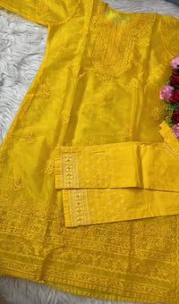 HALDI /MEHENDI PARTYWEAR SPECIAL Bakhiya work Organza With inner Combo - chikankariofficial