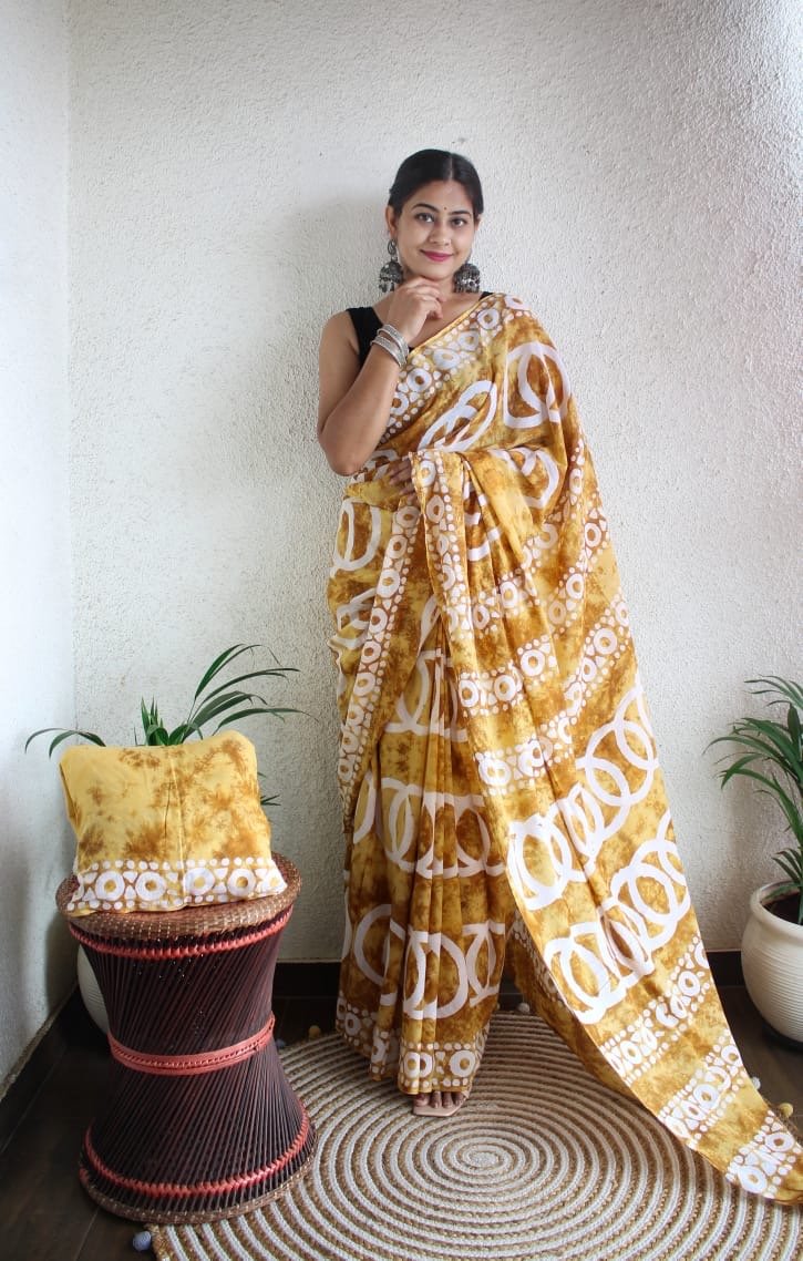 Hand Block Printed Saree - chikankariofficial