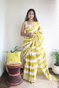 Hand Block Printed Saree - chikankariofficial
