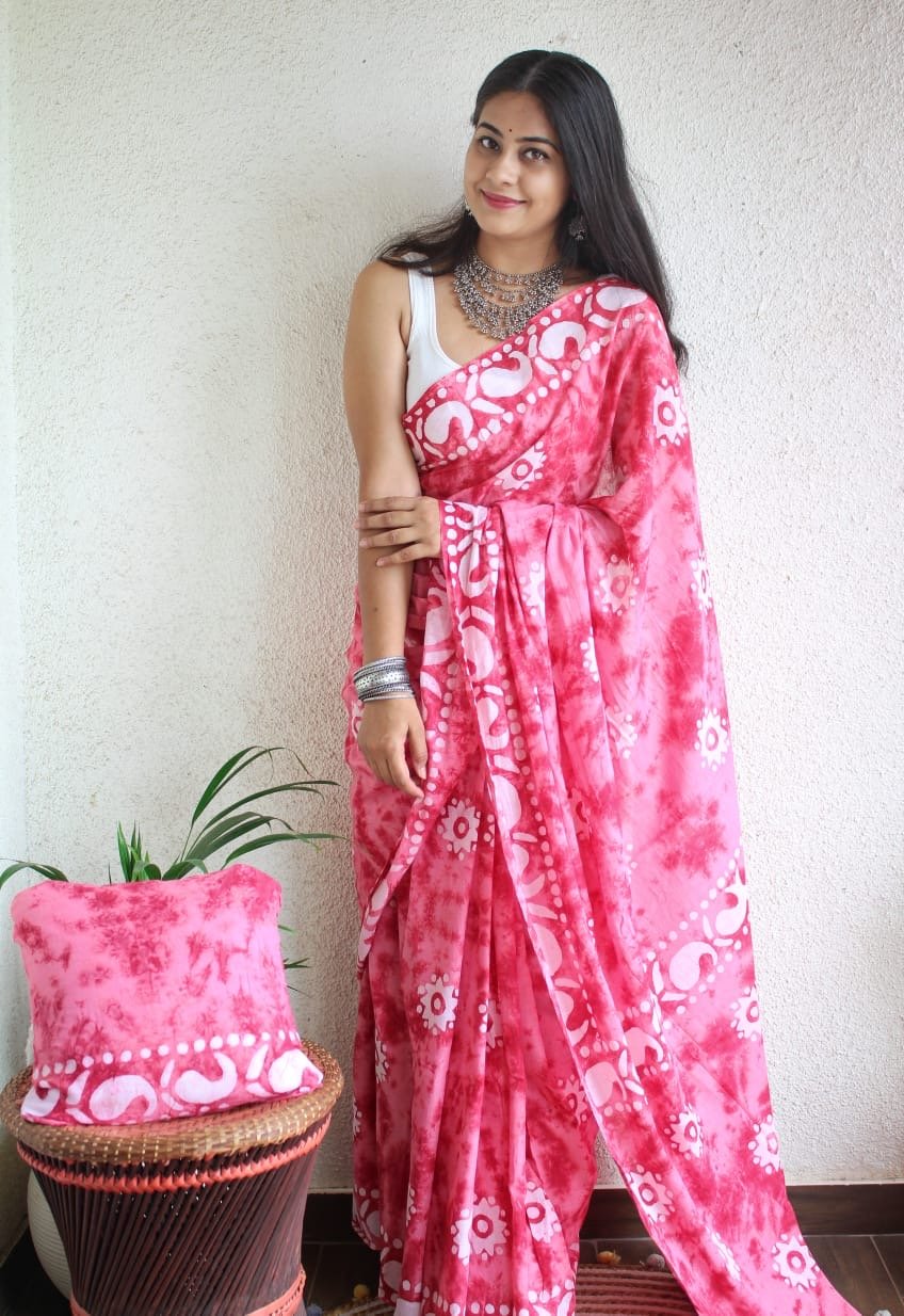 Hand Block Printed Saree - chikankariofficial