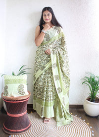 Hand Block Printed Saree - chikankariofficial
