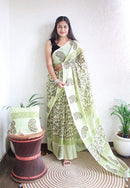 Hand Block Printed Saree - chikankariofficial