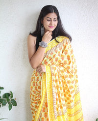 Hand Block Printed Saree - chikankariofficial