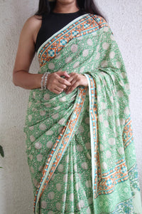 Hand Block Printed Saree - chikankariofficial