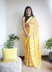 Hand Block Printed Saree - chikankariofficial