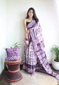 Hand Block Printed Saree - chikankariofficial