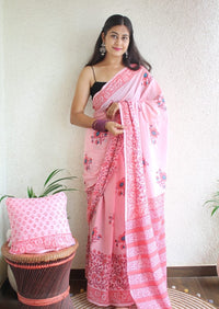 Hand Block Printed Saree - chikankariofficial