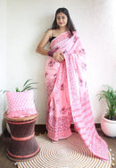 Hand Block Printed Saree - chikankariofficial