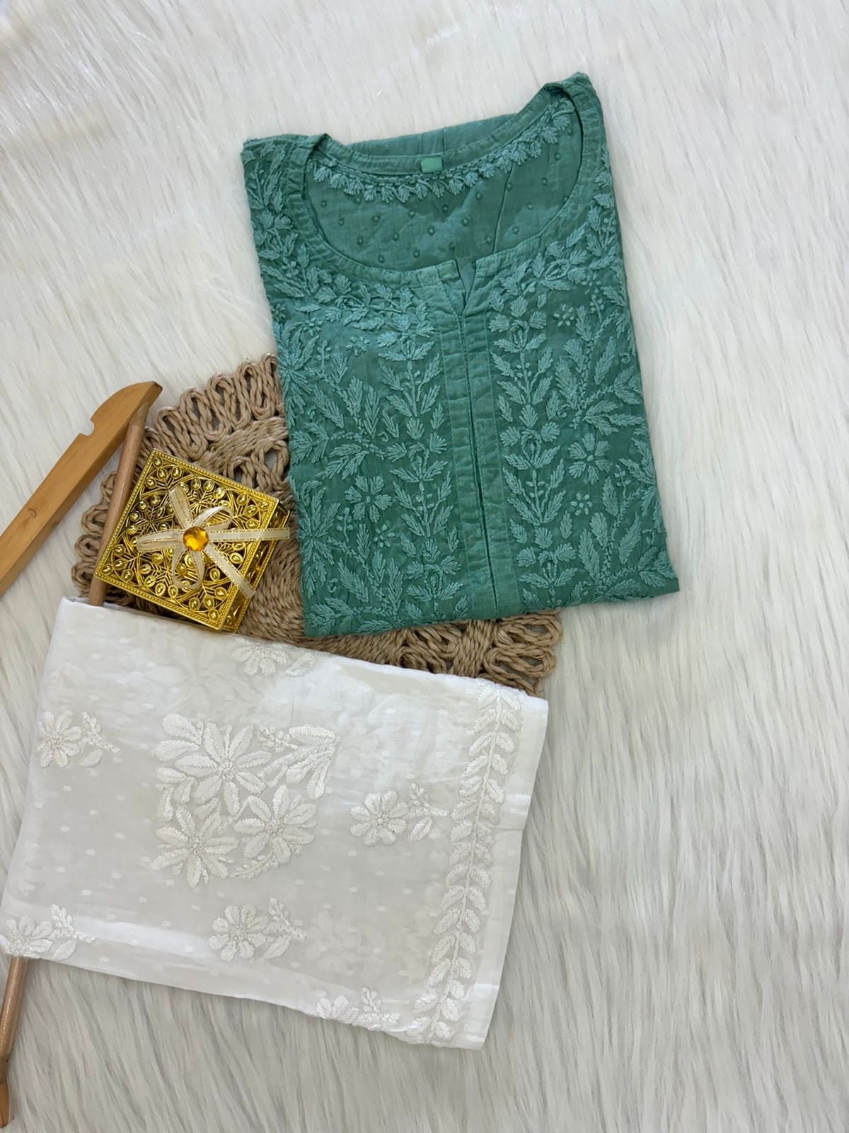 Handcrafted Dobby Cotton Kurtis - chikankariofficial