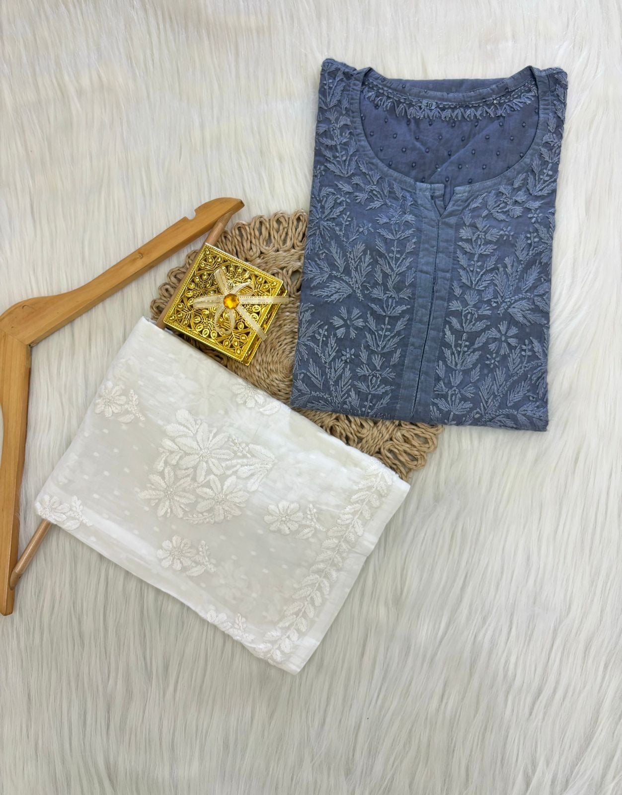 Handcrafted Dobby Cotton Kurtis - chikankariofficial