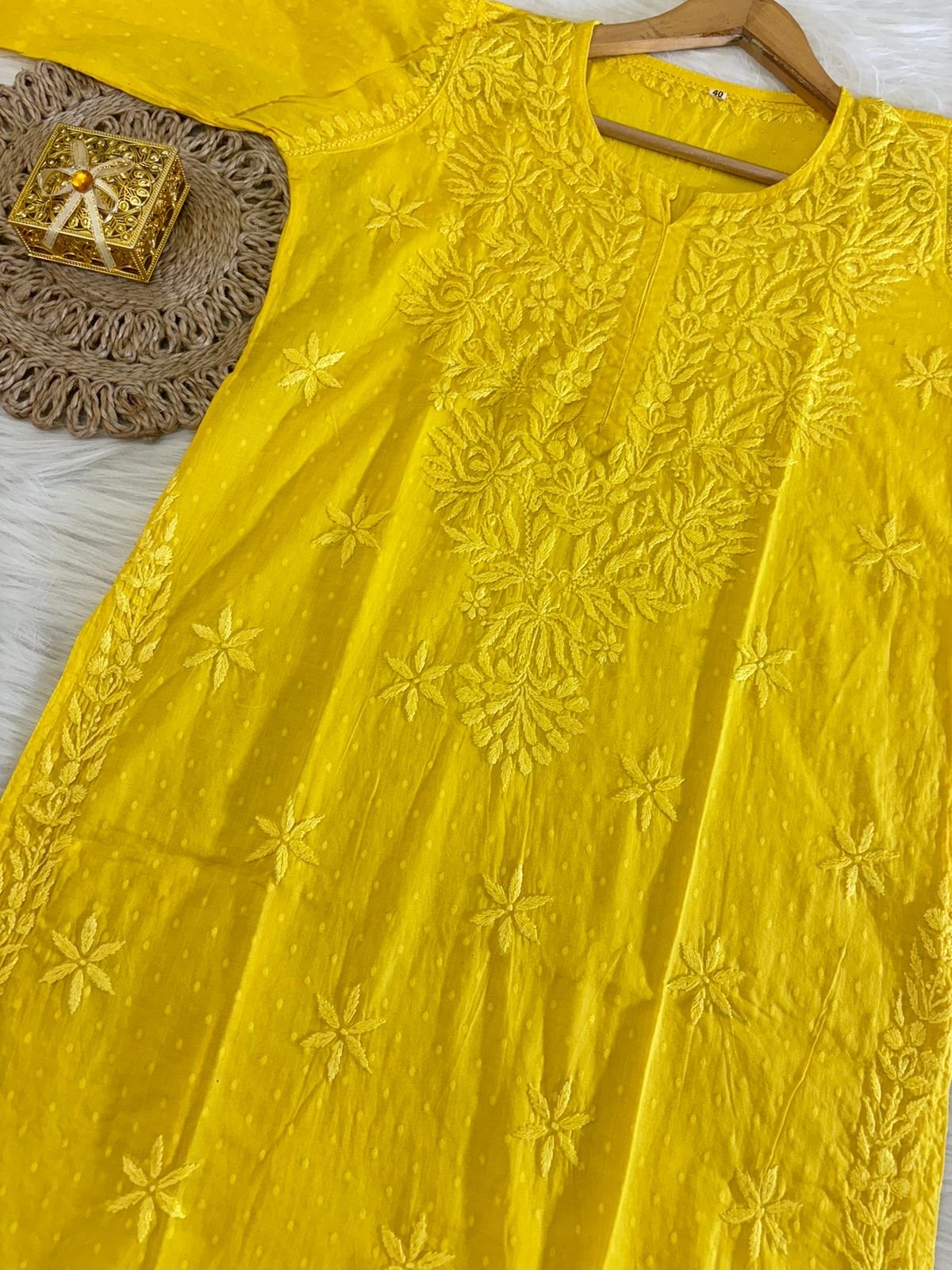 Handcrafted Dobby Cotton Kurtis - chikankariofficial