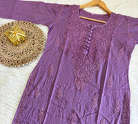 HandCrafted Heavy Work Dobby Cotton Kurti - chikankariofficial