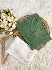 Handcrafted Mul Fancy dori Short Top - chikankariofficial