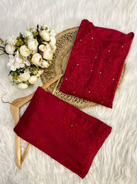 Handcrafted Rayon Co - ord Muqaish Combo Tanya Special - chikankariofficial