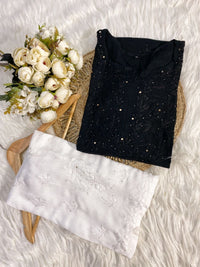 Handcrafted Rayon Muqaish Dyed Chikankari Kurtis - chikankariofficial