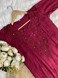 Handcrafted Rayon Muqaish Dyed Chikankari Kurtis - chikankariofficial