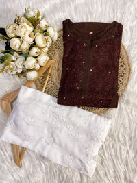 Handcrafted Rayon Muqaish Dyed Chikankari Kurtis - chikankariofficial