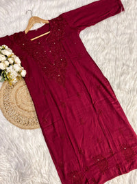 Handcrafted Rayon Muqaish Dyed Chikankari Kurtis - chikankariofficial