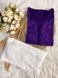 Handcrafted Rayon Muqaish Dyed Chikankari Kurtis - chikankariofficial