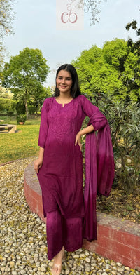 Handcrafted Soft Rayon 3pc Ombre Set ( Summer Special ) - chikankariofficial