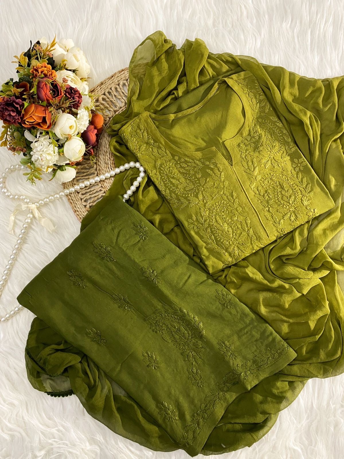 Handcrafted Soft Rayon 3pc Ombre Set ( Summer Special ) - chikankariofficial