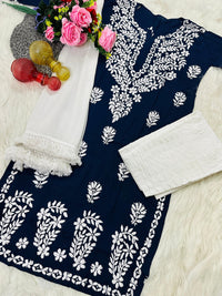 Handwork Pure Modal chikan kurti - chikankariofficial