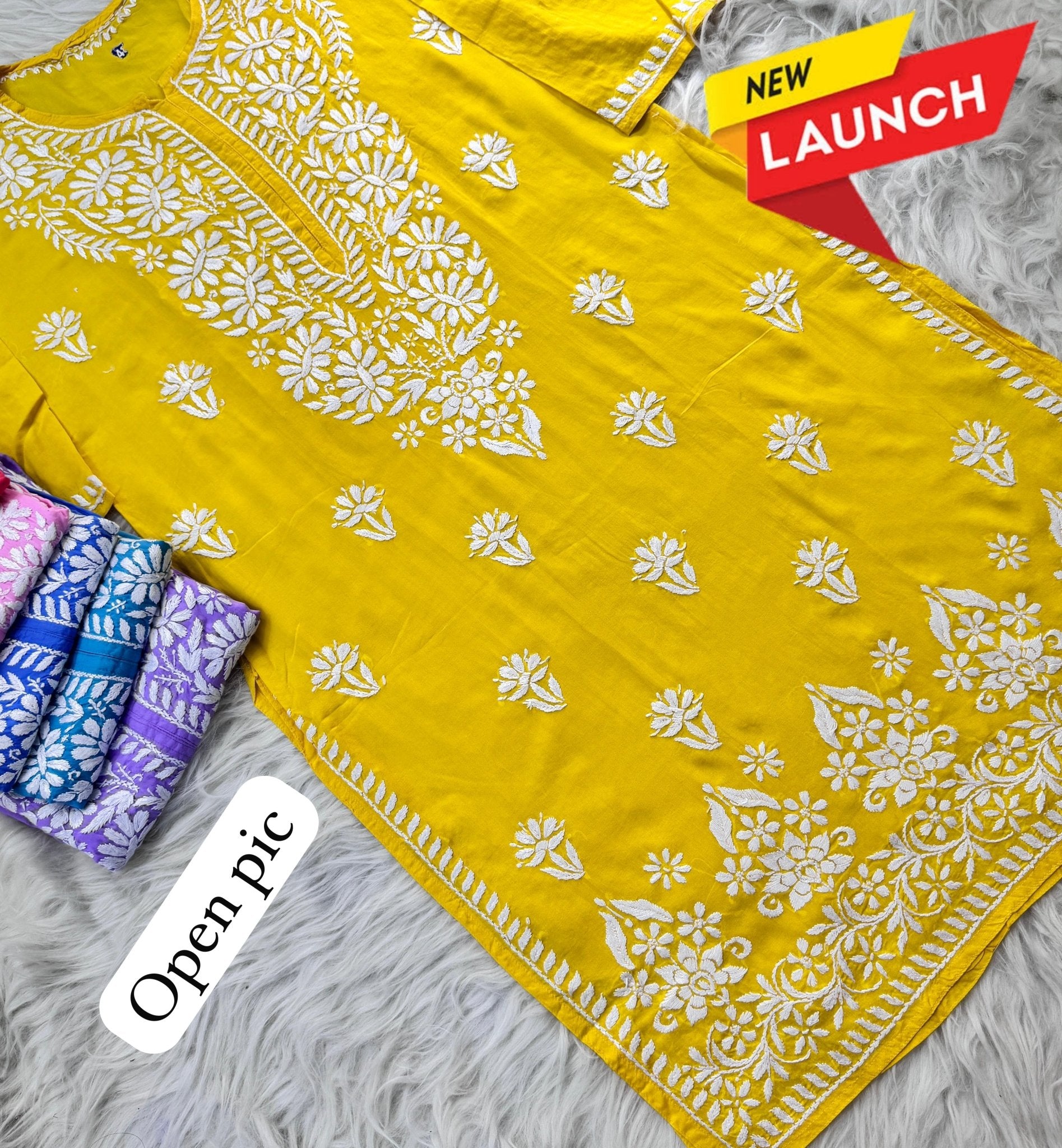 Handwork pure Modal Heavy work kurti - chikankariofficial