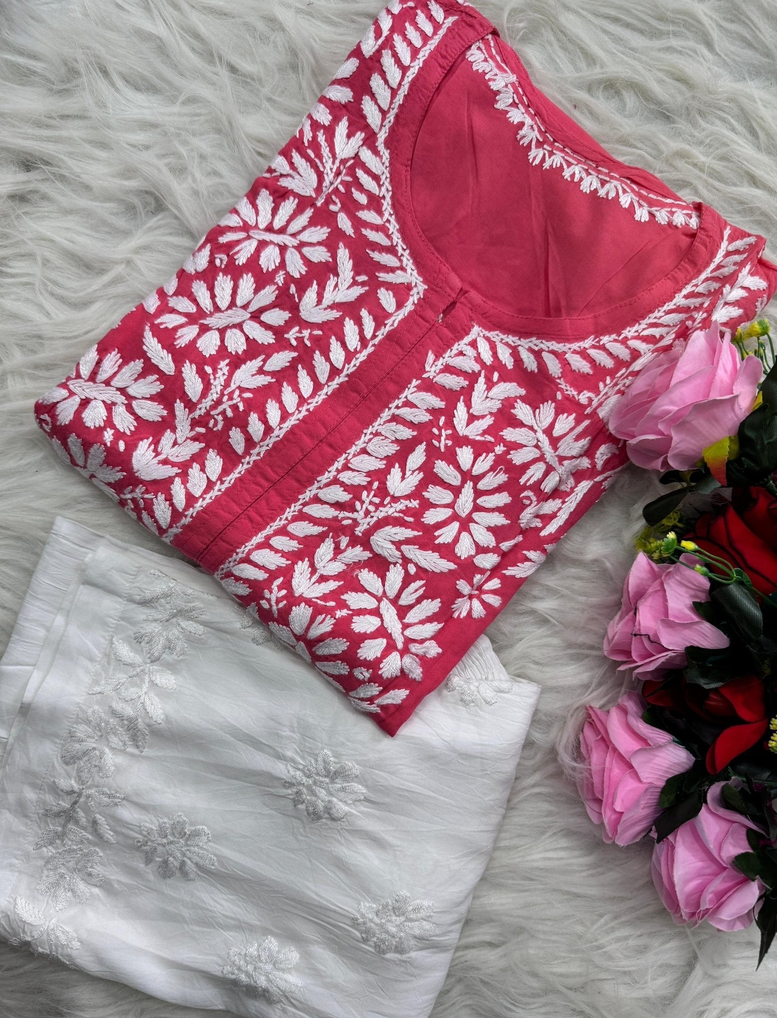 Handwork pure Modal Heavy work kurti - chikankariofficial