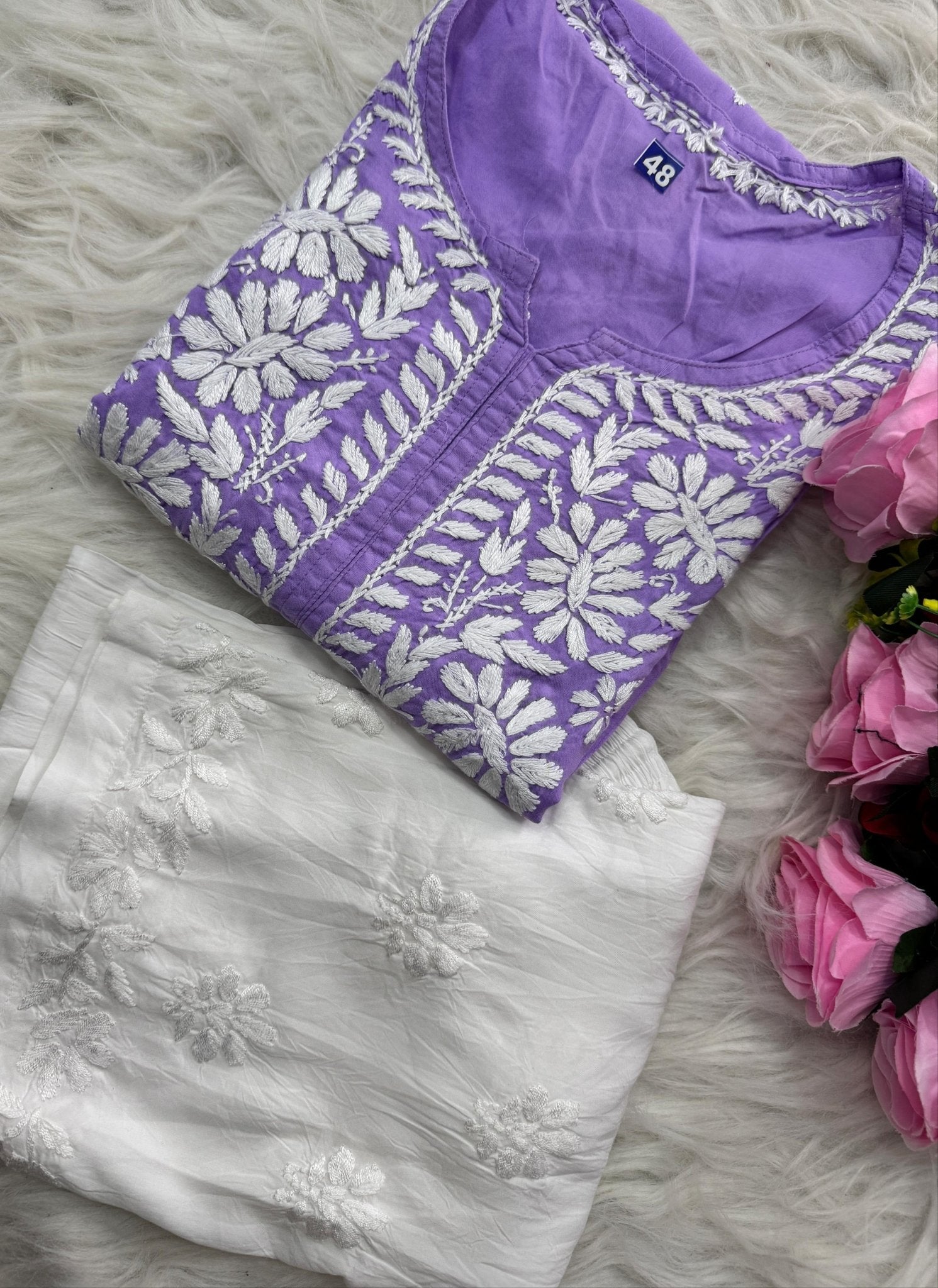 Handwork pure Modal Heavy work kurti - chikankariofficial