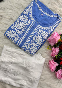 Handwork pure Modal Heavy work kurti - chikankariofficial