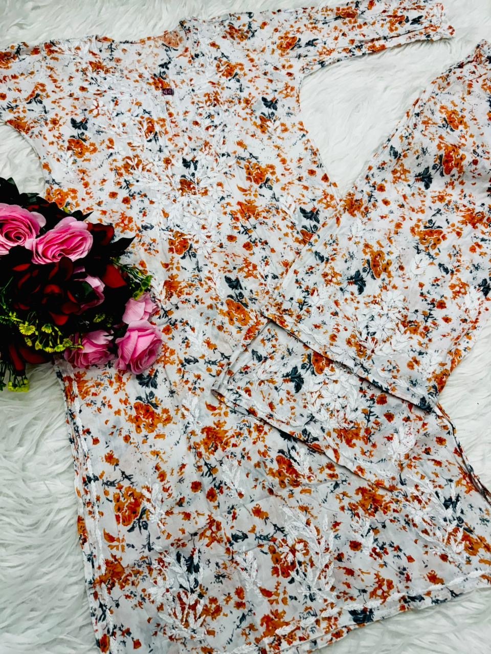 Handwork Pure Mul cotton Floral Printed Combo - chikankariofficial