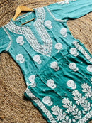 Handworked Muslin Boota luxurious Kurti - chikankariofficial