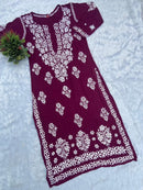 Heavy border Designed Chikankari kurti - chikankariofficial