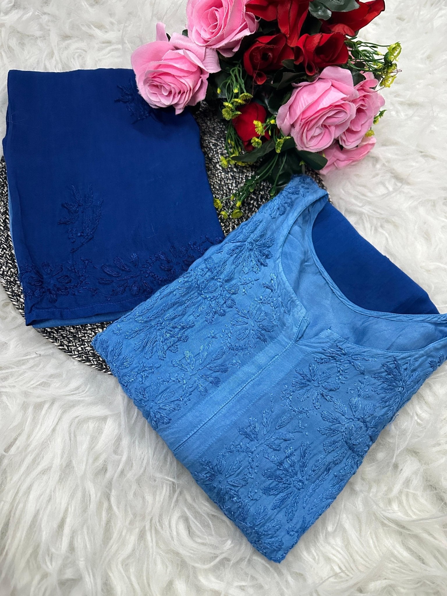 Heavy Chikankari Handwork Muslin Ombre combo