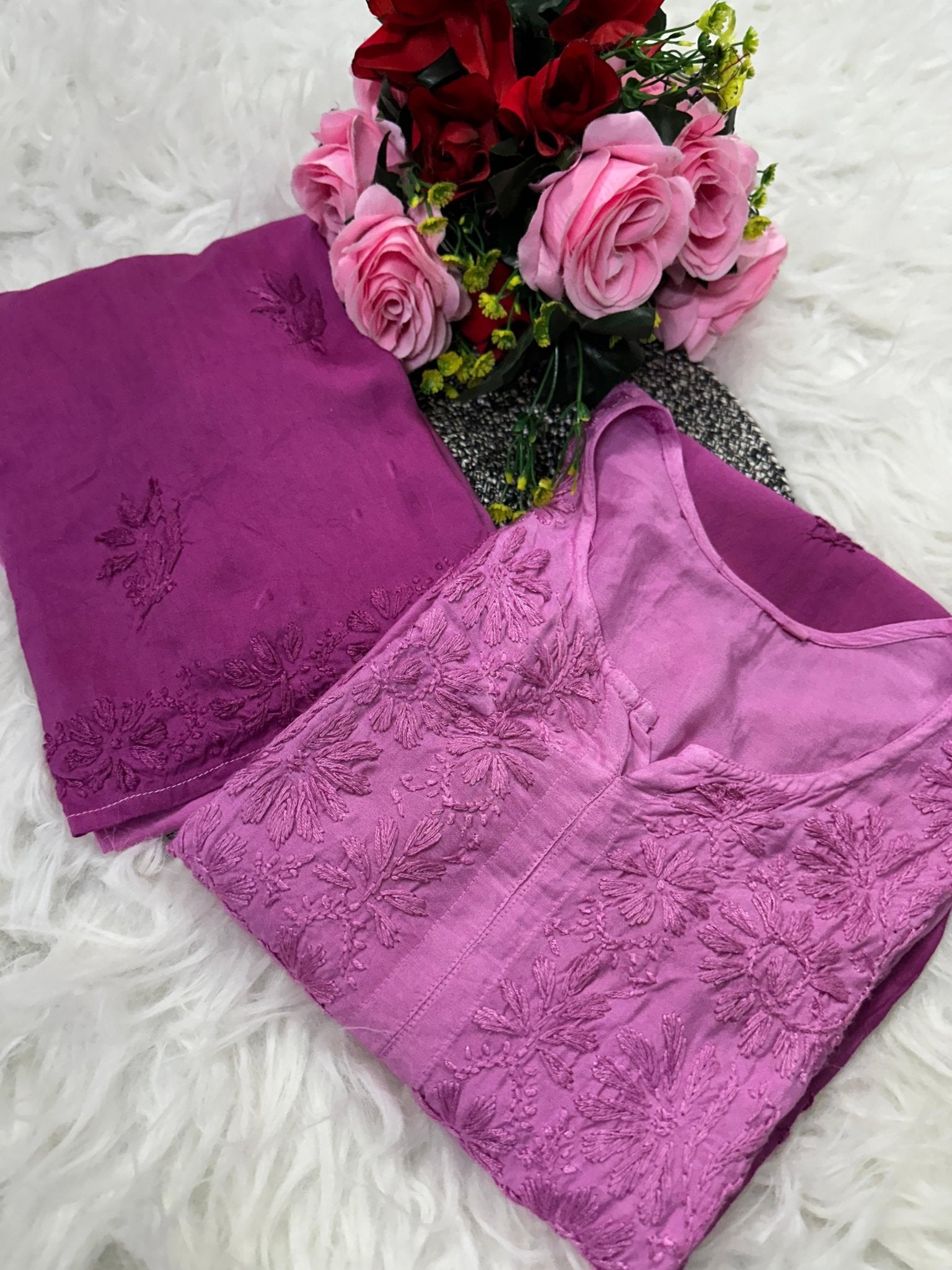 Heavy Chikankari Handwork Muslin Ombre combo - chikankariofficial