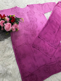 Heavy Chikankari Handwork Muslin Ombre combo - chikankariofficial