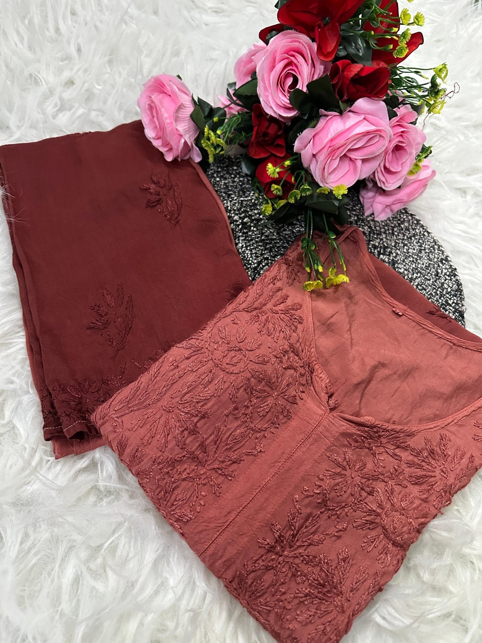 Heavy Chikankari Handwork Muslin Ombre combo - chikankariofficial