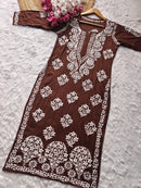 Heavy Daman Modal Cotton kurta - chikankariofficial