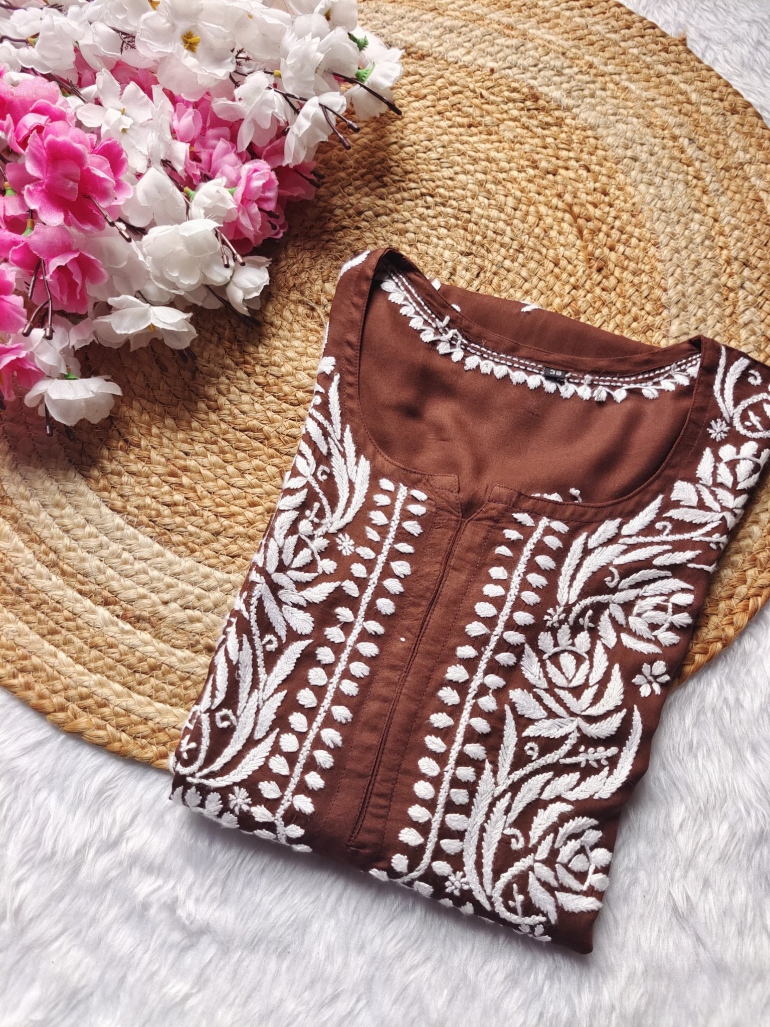 Heavy Daman Modal Cotton kurta - chikankariofficial