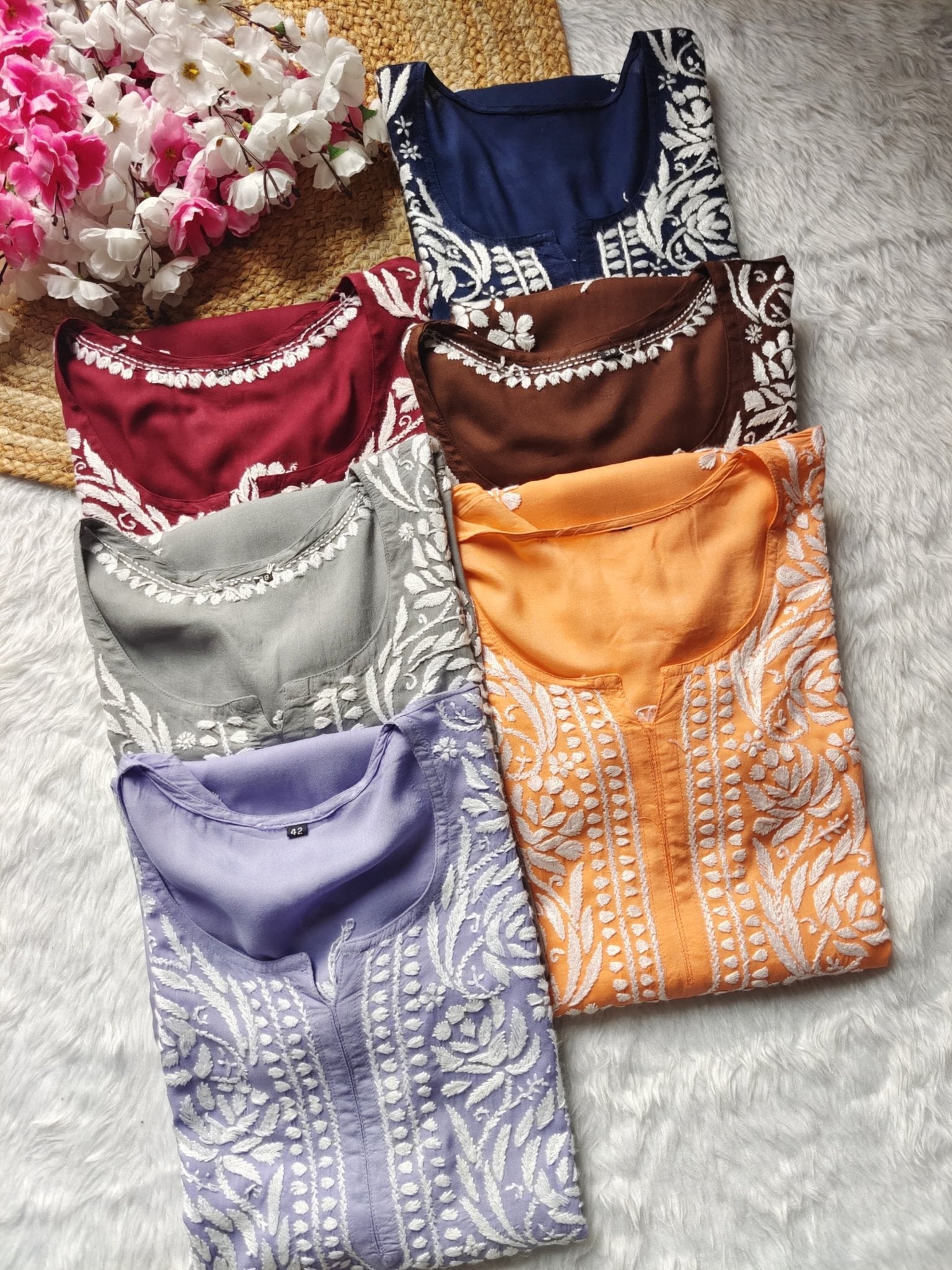 Heavy Daman Modal Cotton kurta - chikankariofficial