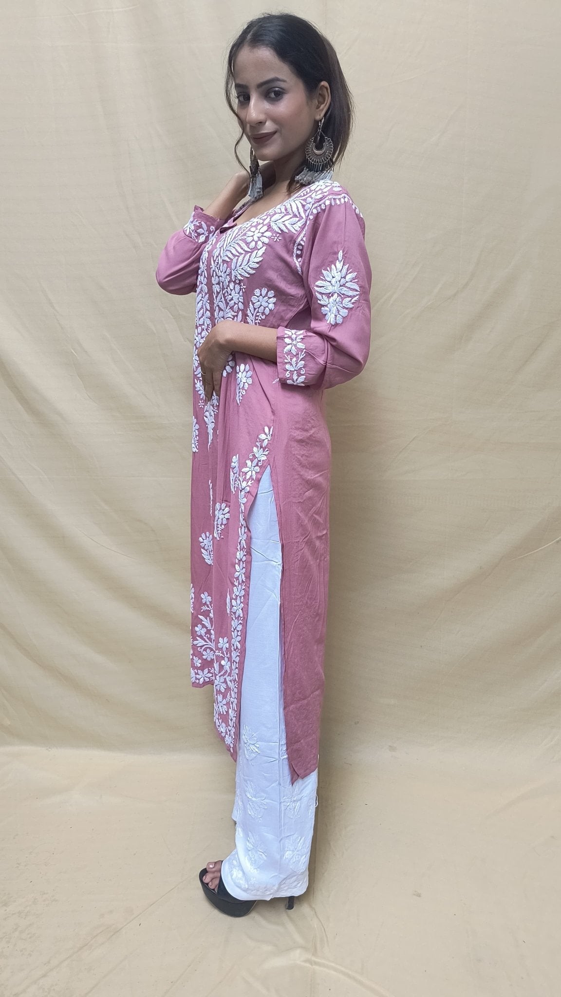 Heavy Daman Modal Cotton Kurti - chikankariofficial