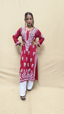 Heavy Daman Modal Cotton Kurti - chikankariofficial