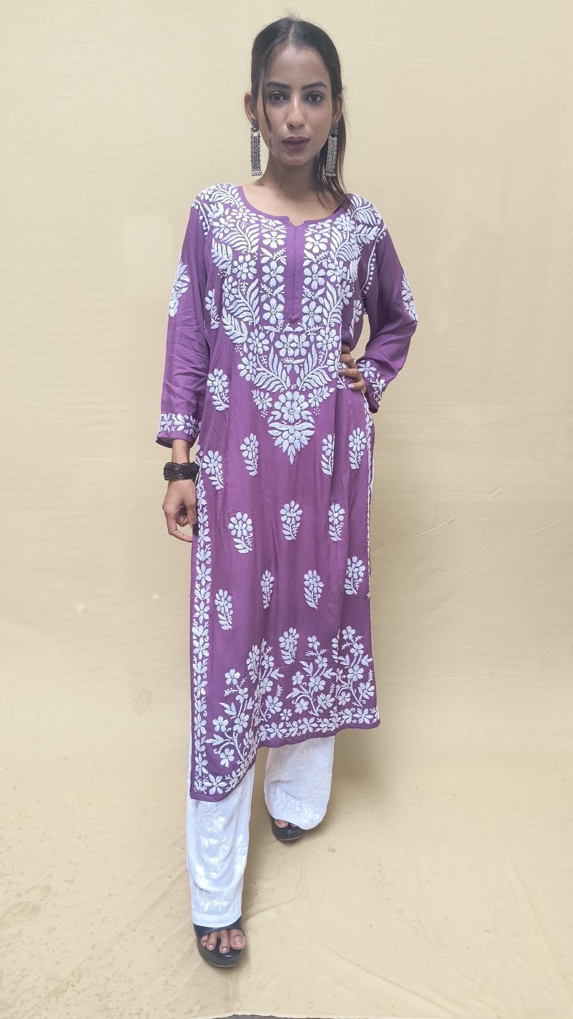 Heavy Daman Modal Cotton Kurti - chikankariofficial