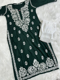 Heavy Rayon chikankari kurti - chikankariofficial
