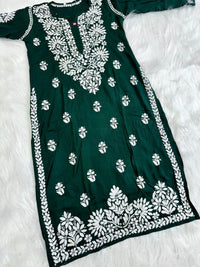 Heavy Rayon chikankari kurti - chikankariofficial