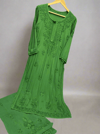 Heavy Silk Rayon Plazzo combo in Pretty shades - chikankariofficial