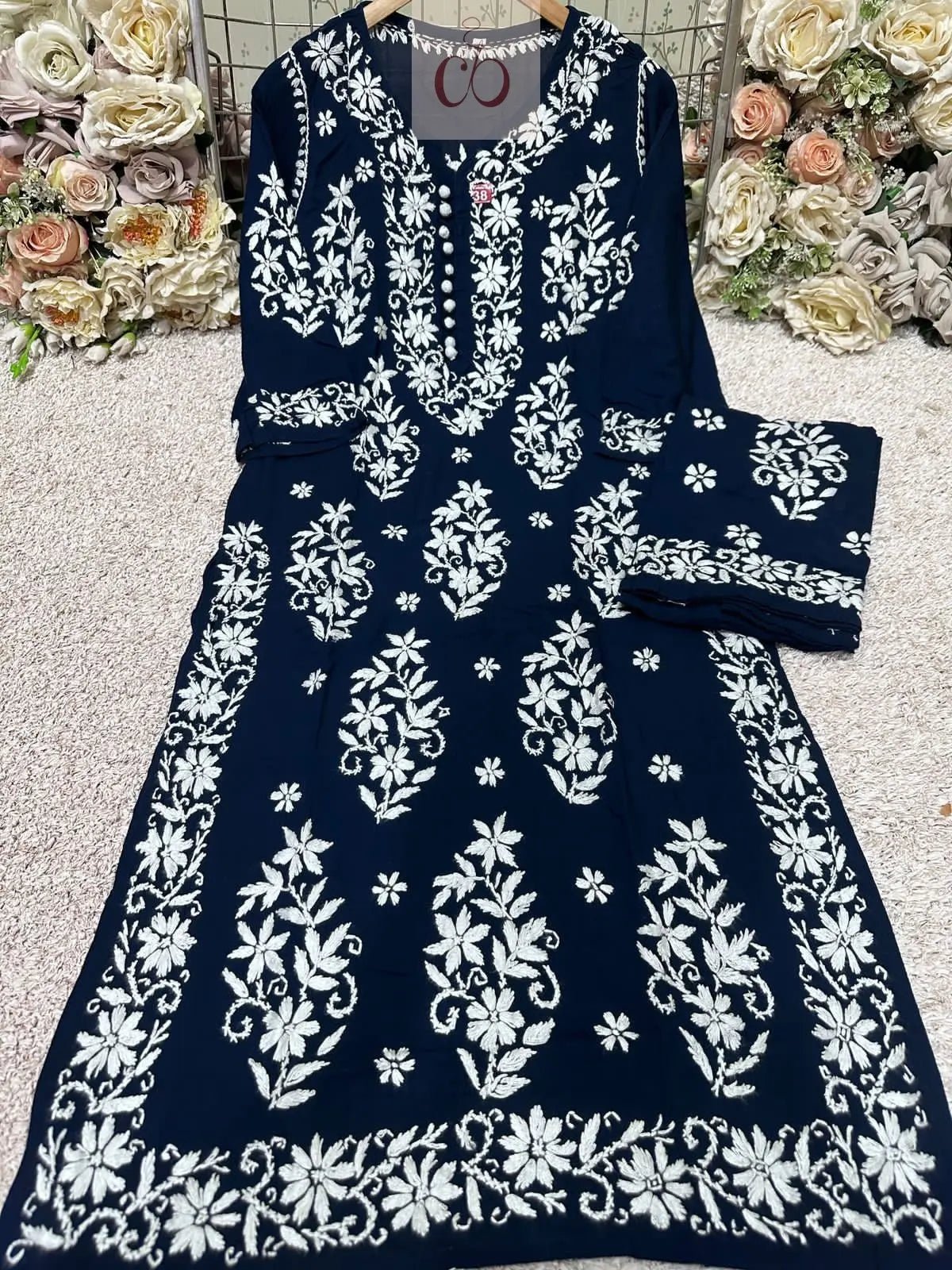 Heavy Work Big Buta Modal Plazo set - chikankariofficial