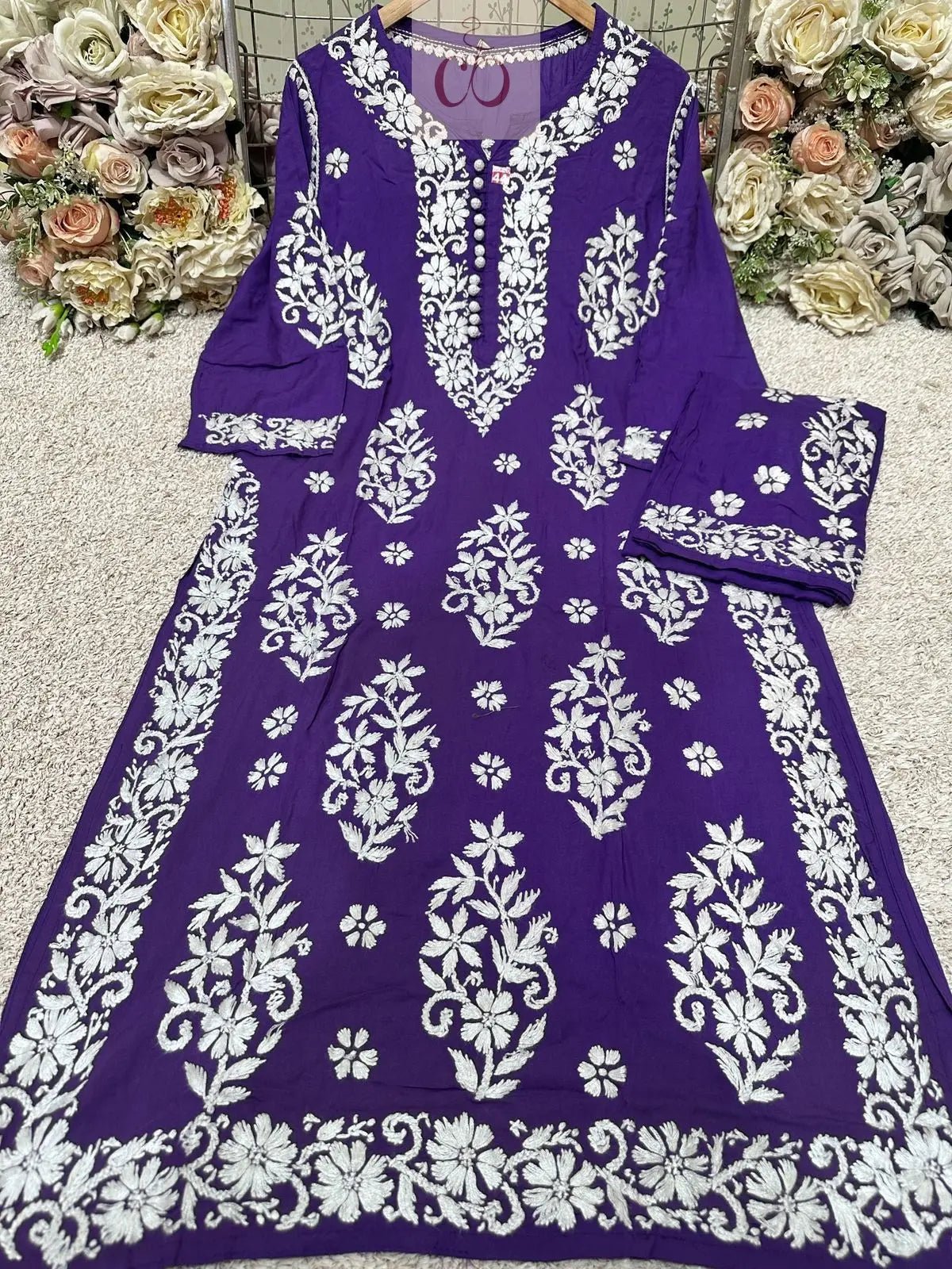 Heavy Work Big Buta Modal Plazo set - chikankariofficial